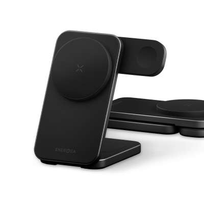 ENERGEA MagTrio 2 skládací bezdrátová nabíječka 3v1 Qi2, Gunmetal